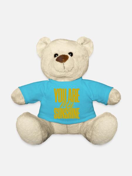 You Are My Sunshine Gold Typography - Teddy Bear - atoll blue