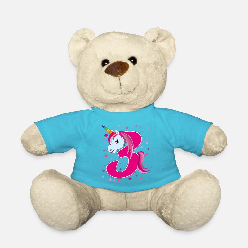 Licorne, 3 ans, 3e anniversaire, enfant - Nounours - bleu outremer
