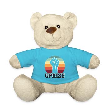 RISE Motif with Fist Strength Statement - Teddy Bear - atoll blue - Front