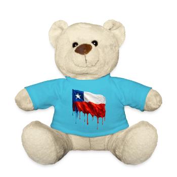 Chile Flag Dripping Solid - Teddy Bear - atoll blue - Front
