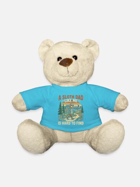 Sloth Dad Hiking Adventure - Teddy Bear - atoll blue
