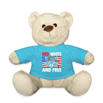 Patriotic Raccoon American Flag Trash Panda - Teddy Bear - atoll blue - Front