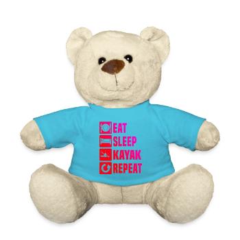 Gift idea for the kayak fan with whitewater kayak - Teddy Bear - atoll blue - Front