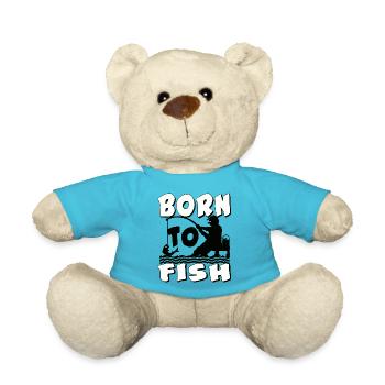 Born to Fish Silhouette - Teddy Bear - atoll blue - Front