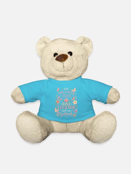 Kita Abgänger 2026 mit Blumen und Schmetterlingen - Teddy - Atollblau