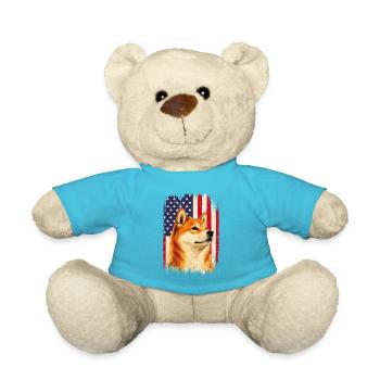 Patriotischer Shiba Inu, US-Flagge Doge USA - Teddy - Atollblau - Vorne