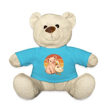 Schwein und Ente - Teddy - Atollblau - Vorne