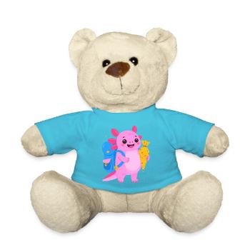 Axolotl for school enrollment – back to school school cone - Teddy Bear - atoll blue - Front