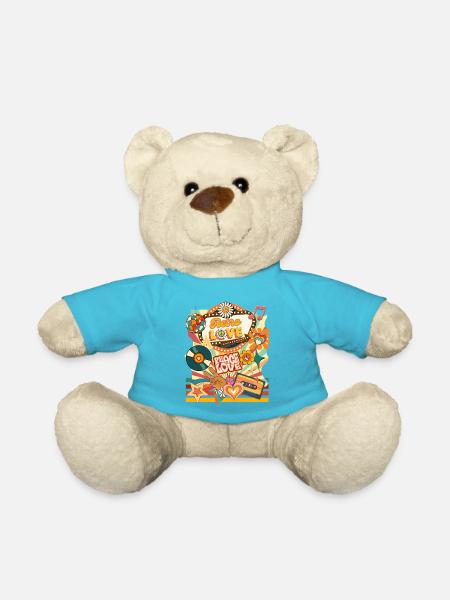 Retro Peace Love - Teddy - Atollblau