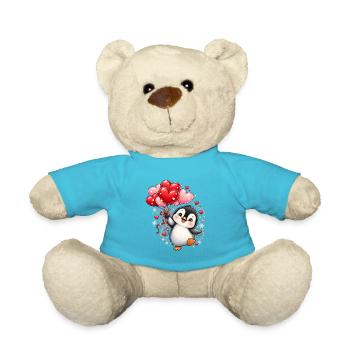 Pinguin Valentinstag Liebe Herzen Geschenk Süß - Teddy - Atollblau - Vorne