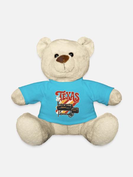 Texas BBQ Grill Retro Print - Teddy - Atollblau
