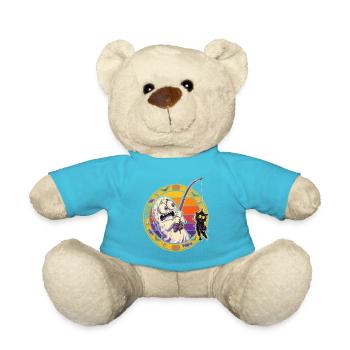 Halloween-Geist angelt fauchende Minikatze - Teddy - Atollblau - Vorne