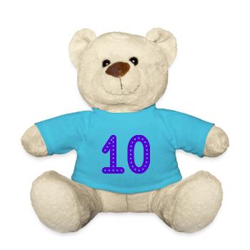 10 YEARS. 10TH ANNIVERSARY. BIRTHDAY 10 YEARS. 10 - Teddy Bear - atoll blue - Front