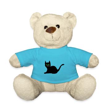 schwarze Katze - Teddy - Atollblau - Vorne