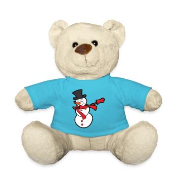Weihnachten Dabbing Dab Schneemann - Teddy - Atollblau - Vorne