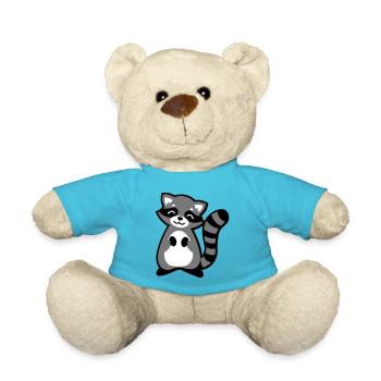 Niedlicher Waschbär Tierkind / Cute raccoon animal - Teddy - Atollblau - Vorne