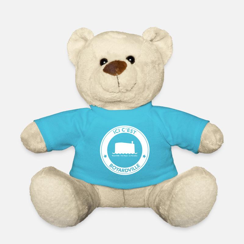 Round sticker "Here is Boyardville" - Teddy Bear - atoll blue