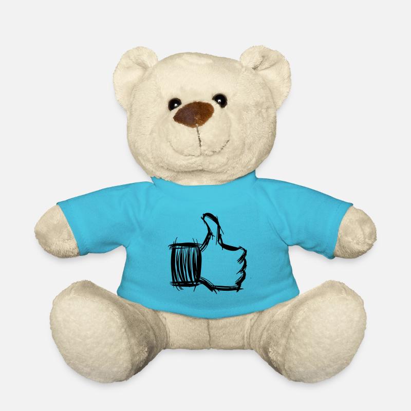 Pouce en haut symbole, dessiné à la main - Nounours - bleu outremer
