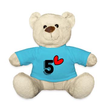 5 ANS. 5e ANNIVERSAIRE. ANNIVERSAIRE 5 ANS. 5 - Nounours - bleu outremer - Devant