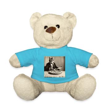 Katze / Tier / Foto / Sepia / Retro / Pizza - Teddy - Atollblau - Vorne