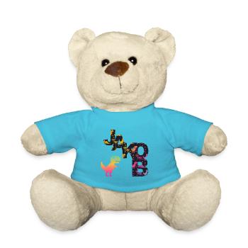 JAKOB - Beau prénom de garçon avec dinosaure - Nounours - bleu outremer - Devant