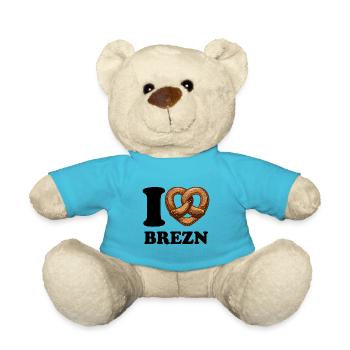I Love Brezn - Herz - Brezel - Teddy - Atollblau - Vorne