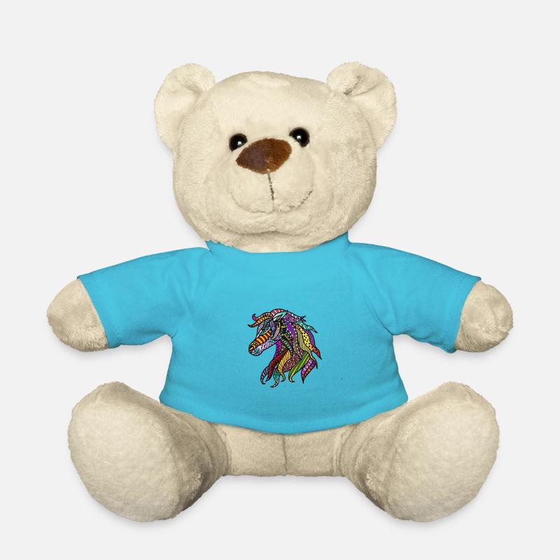 AKE Wildhorse buntes Pferd Hengst Geschenkidee - Teddy - Atollblau
