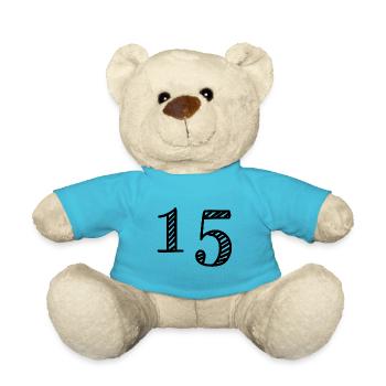 15 JAHRE. 15-jähriges JUBILÄUM. GEBURTSTAG 15 JAHRE. 15 - Teddy - Atollblau - Vorne