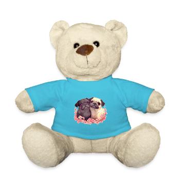 Cute pug couple - Teddy Bear - atoll blue - Front
