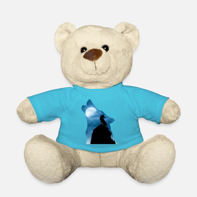 Cooles Wolf T-Shirt, Geschenkidee - Teddy - Atollblau