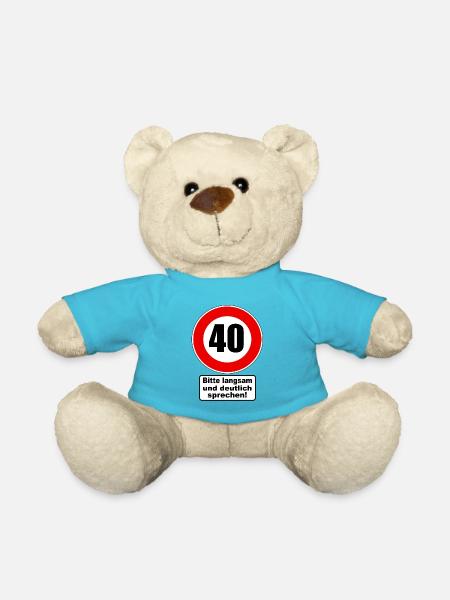 40. Geburtstag Verkehrsschild Achtung Geschenk - Teddy - Atollblau