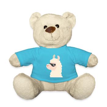 Llama sunglasses Alpaca gift - Teddy Bear - atoll blue - Front