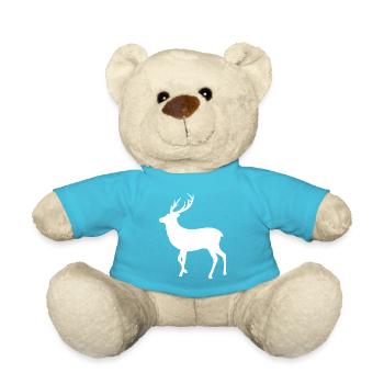 Deer with antlers - Teddy Bear - atoll blue - Front