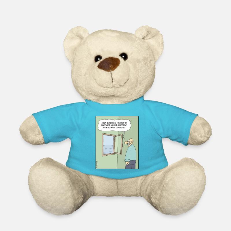 4199 Fliegengitterhalbmaskennasenpimmelcartoon - Teddy - Atollblau