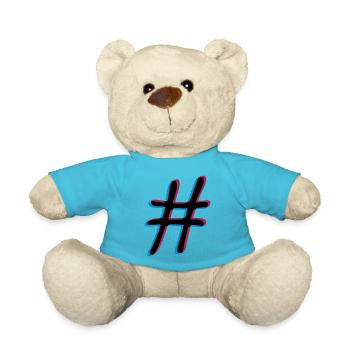 3D effect hashtag - Teddy Bear - atoll blue - Front
