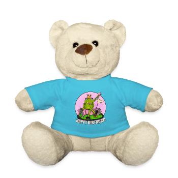 Motif drôle de joyeux anniversaire avec la reine grenouille - Nounours - bleu outremer - Devant