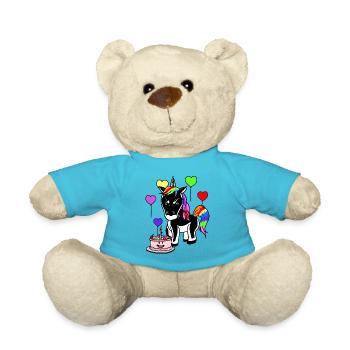 Happy birthday birthday gift unicorn cake - Teddy Bear - atoll blue - Front