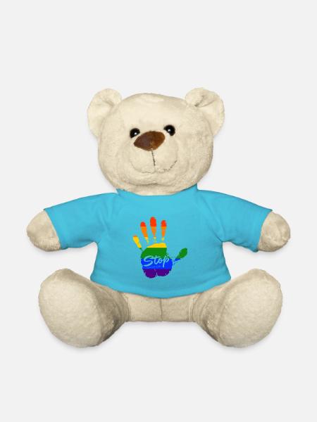 stop homophobia - LGBTQ CSD Gay Pride - Teddy - Atollblau