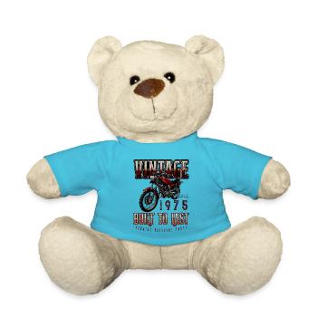 Moto Vintage Motard Moto Anniversaire 1975 - Nounours - bleu outremer - Devant