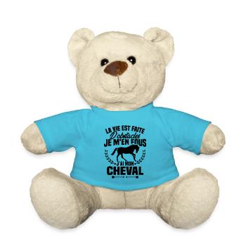 Je m'en fous j'ai mon cheval, Cadeau équitation - Nounours - bleu outremer - Devant