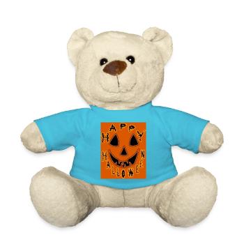 Happy Halloween with Laughing Mouth - Teddy Bear - atoll blue - Front