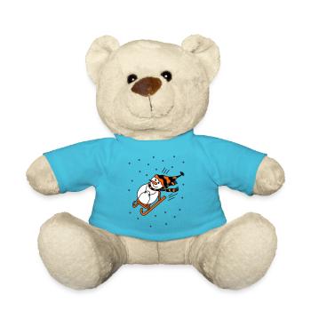 Sleigh Riding Snowman - Teddy Bear - atoll blue - Front