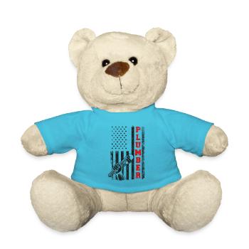 Plumbing Plumber American Flag - Teddy Bear - atoll blue - Front