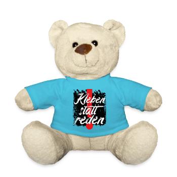 Klima Kleber Kleben statt reden Klima Aktivist - Teddy - Atollblau - Vorne