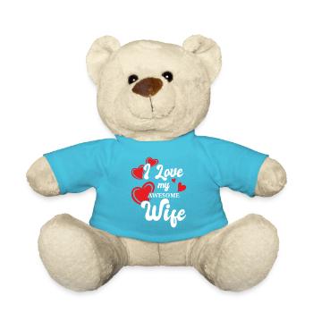 Petite amie, petit ami, homme, partenaire de la Saint-Valentin - Nounours - bleu outremer - Devant