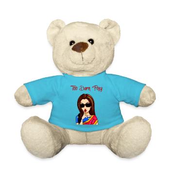 Too Darn Foxy - Brown Hair Chick - Teddy Bear - atoll blue - Front