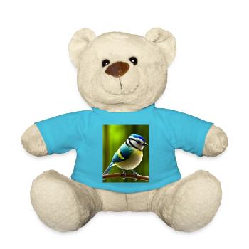 Cooles Comic Porträt einer Blaumeise - Teddy - Atollblau - Vorne