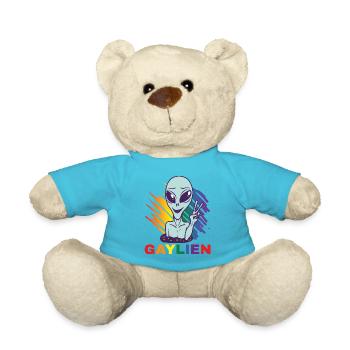 Gender Lesbian, Gay, Trans, Queer Rainbow - Teddy Bear - atoll blue - Front