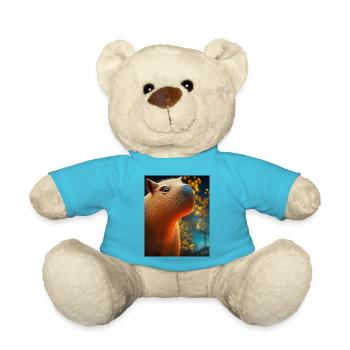 Cooles Comic-Porträt von Capybara bei Nacht - Teddy - Atollblau - Vorne