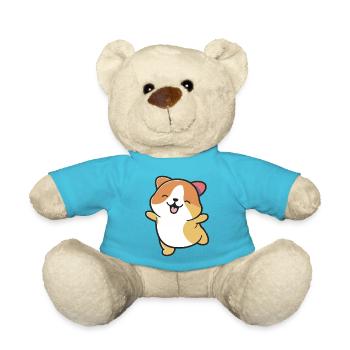 Kawaii Cute Happy Colorful Dog Dancing - Teddy Bear - atoll blue - Front